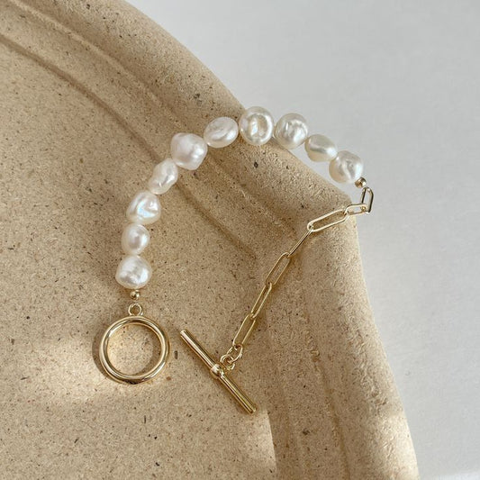 PEARL CHAIN GOLD BRACELET